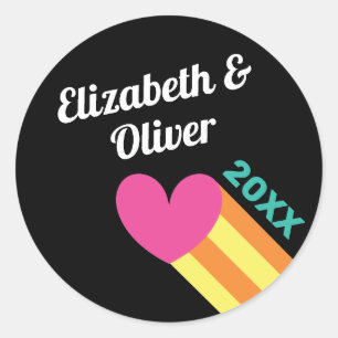 Totally 80s Pink Heart Wedding Classic Round Sticker