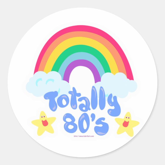 Totally 80s rainbow classic round sticker (Front)