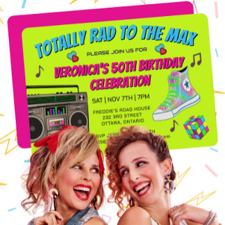 Totally 80s Retro Birthday Party Invitation