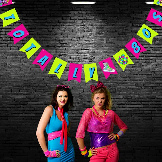Totally 80s Retro Neon Birthday Party Bunting (Creator Uploaded)