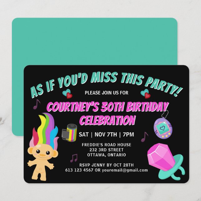 Totally 90s Retro Birthday Party Invitation (Front/Back)