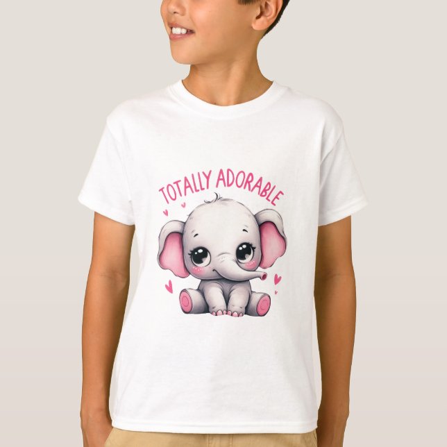 Totally Adorable Elephant Cute Art T-Shirt (Front)