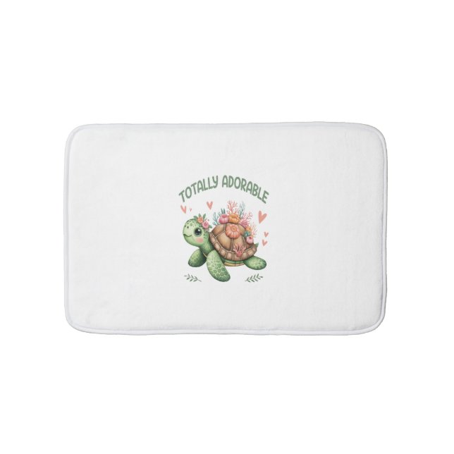 Totally Adorable Turtle with Coral Bath Mat (Front)