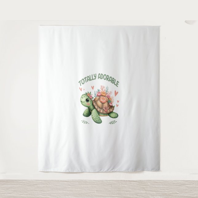 Totally Adorable Turtle with Coral Tapestry (Front)