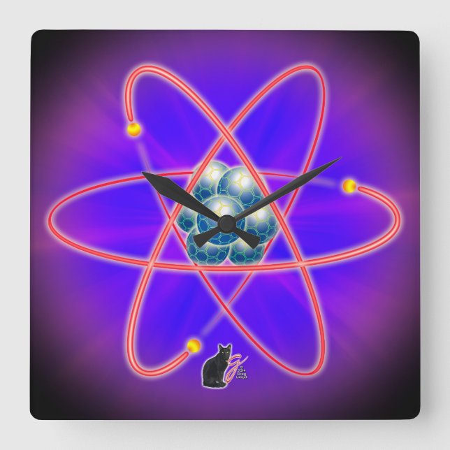 Totally Atomic Square Wall Clock (Front)