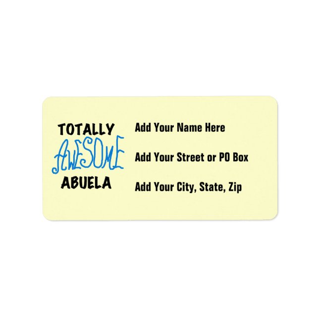 Totally Awesome Abuela Blue Tshirts and GIfts Label (Front)