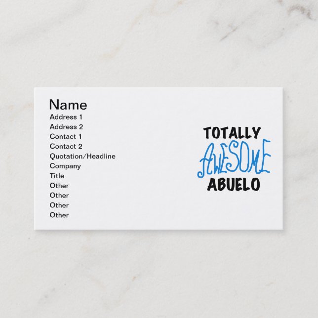 Totally Awesome Abuelo Tshirts and Gifts Business Card (Front)