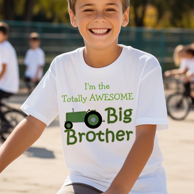 Totally AWESOME Big Brother Green Tractor T-Shirt (Totally AWESOME Big Brother Green Tractor Personalized T-Shirt)