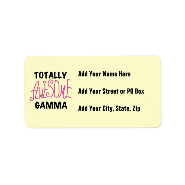Totally Awesome Gamma Pink Tshirts and Gifts Label (Front)