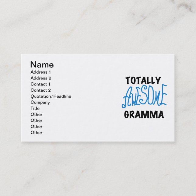 Totally Awesome Gramma Blue Tshirts Gifts Business Card (Front)