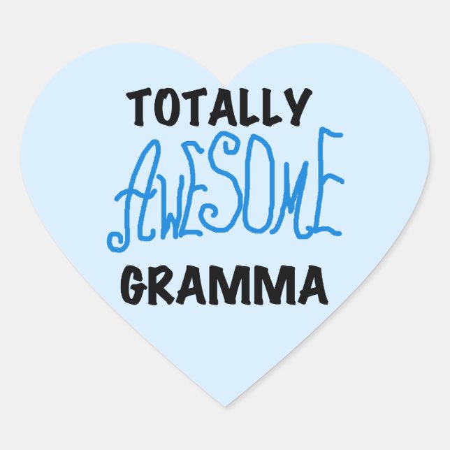 Totally Awesome Gramma Blue Tshirts Gifts Heart Sticker (Front)