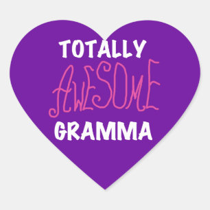 Totally Awesome Gramma Pink T-shirts Gifts Heart Sticker