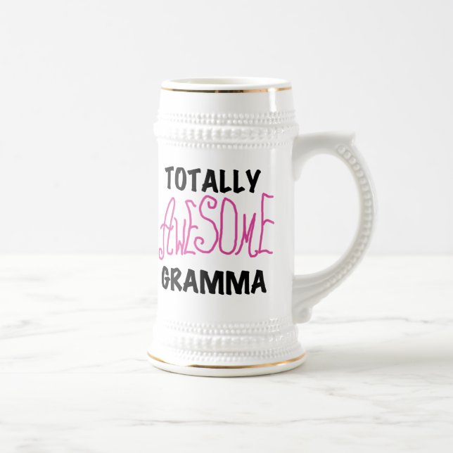 Totally Awesome Gramma Pink Tshirts Gifts Beer Stein (Right)