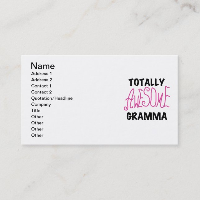 Totally Awesome Gramma Pink Tshirts Gifts Business Card (Front)