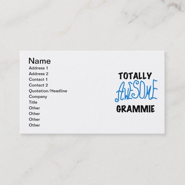 Totally Awesome Grammie Blue T-shirts Gifts Business Card (Front)