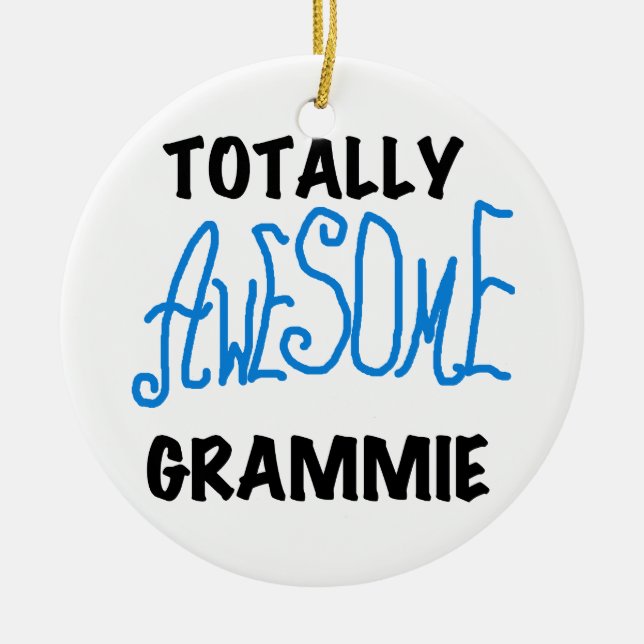 Totally Awesome Grammie Blue T-shirts Gifts Ceramic Tree Decoration (Front)