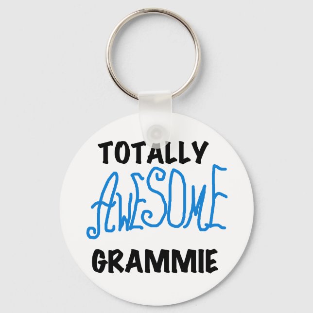 Totally Awesome Grammie Blue T-shirts Gifts Key Ring (Front)