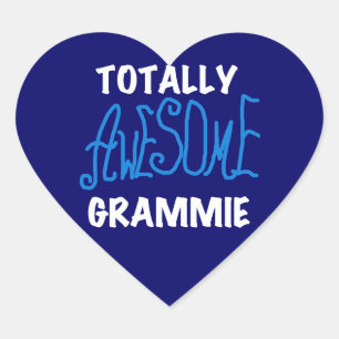 Totally Awesome Grammie Blue Tshirts Gifts Heart Sticker