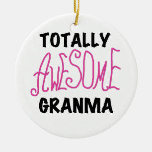 Totally Awesome Granma Pink Tshirts and Gifts Ceramic Tree Decoration