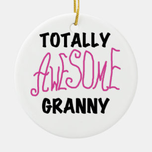 Totally Awesome Granny Pink Tshirts and GIfts Ceramic Tree Decoration
