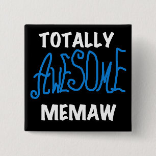 Totally Awesome Memaw Blue T shirts and Gifts 15 Cm Square Badge
