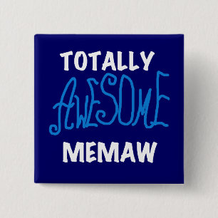 Totally Awesome Memaw Blue T shirts and Gifts 15 Cm Square Badge