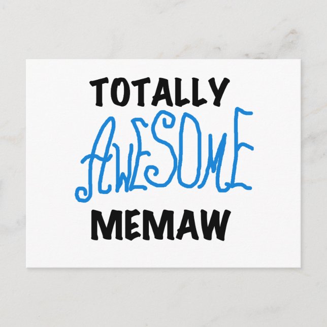 Totally Awesome Memaw Blue T-shirts and Gifts Postcard (Front)