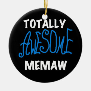 Totally Awesome Memaw Blue T-shirts Ceramic Tree Decoration