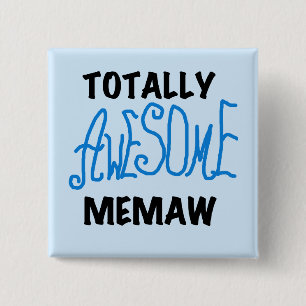 Totally Awesome Memaw Blue Tshirts and GIfts 15 Cm Square Badge