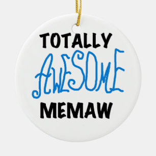 Totally Awesome Memaw Blue Tshirts and GIfts Ceramic Tree Decoration