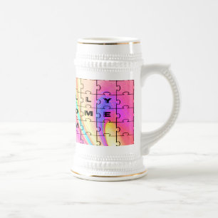 Totally Awesome Mum  Pink Swirl Puzzle Design Beer Stein