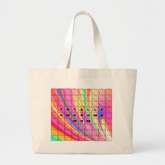 Totally Awesome Mum Pink Swirl Puzzle Design Large Tote Bag