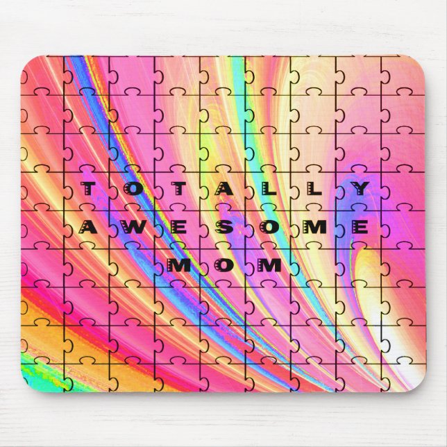 Totally Awesome Mum  Pink Swirl Puzzle Design Mouse Pad (Front)