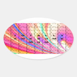 Totally Awesome Mum  Pink Swirl Puzzle Design Oval Sticker