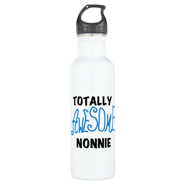 Totally Awesome Nonnie Blue Text Tshirts and 710 Ml Water Bottle (Front)