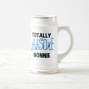 Totally Awesome Nonnie Blue Text Tshirts and Gifts Beer Stein