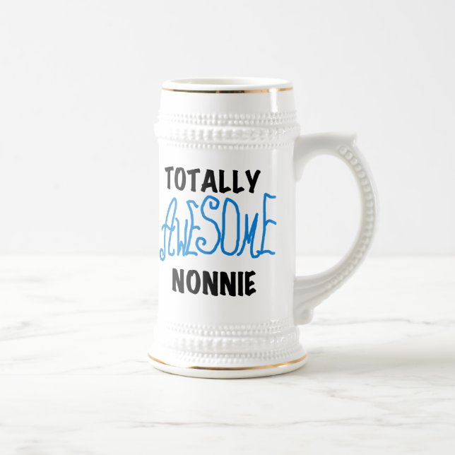 Totally Awesome Nonnie Blue Text Tshirts and Gifts Beer Stein (Right)