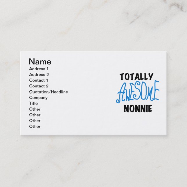 Totally Awesome Nonnie Blue Text Tshirts and Gifts Business Card (Front)