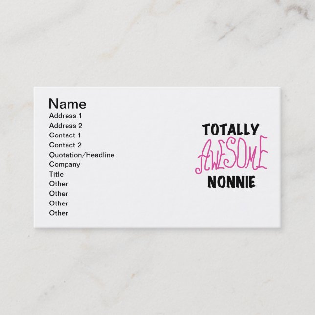 Totally Awesome Nonnie Pink Tshirts and Gifts Business Card (Front)