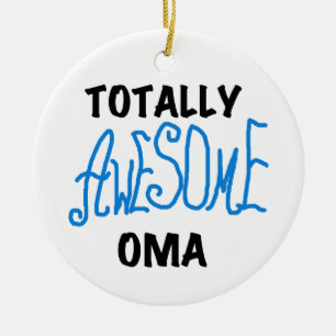 Totally Awesome Oma Blue T-shirts and Gifts Ceramic Tree Decoration