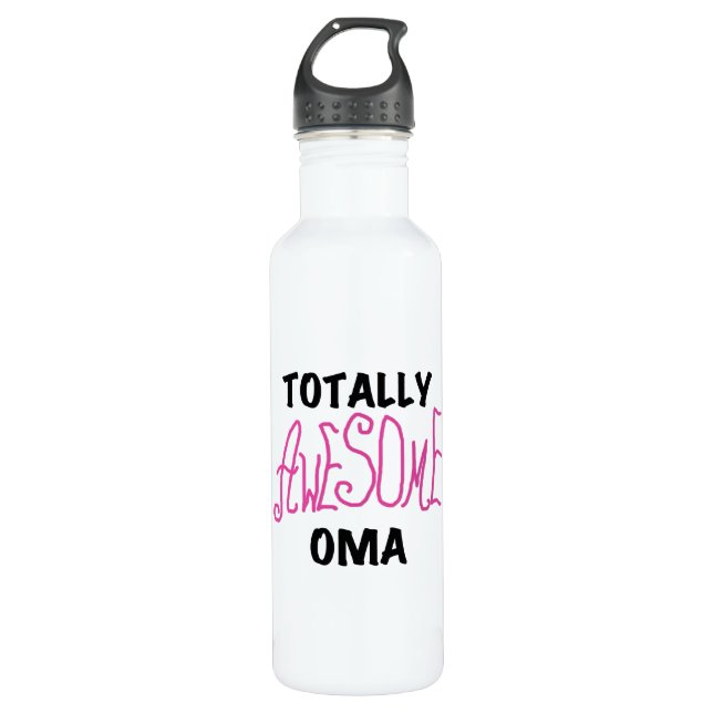 Totally Awesome Oma Pink T-shirts and 710 Ml Water Bottle (Front)