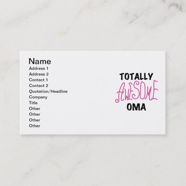 Totally Awesome Oma Pink T-shirts and Gifts Business Card (Front)