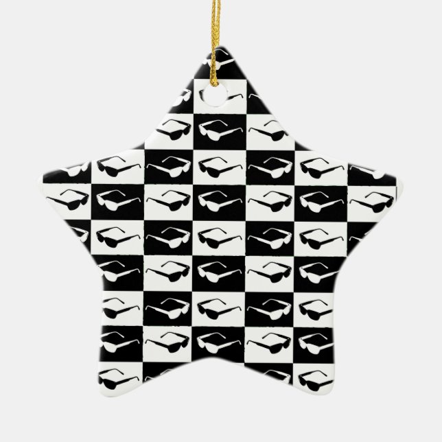 Totally Black and White 80's Ceramic Tree Decoration (Front)