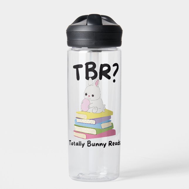 Totally Bunny Reads TBR – Cute Pastel Read Water Bottle (Front)