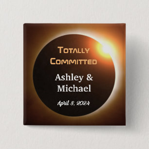 Totally Committed Eclipse Theme Wedding 15 Cm Square Badge