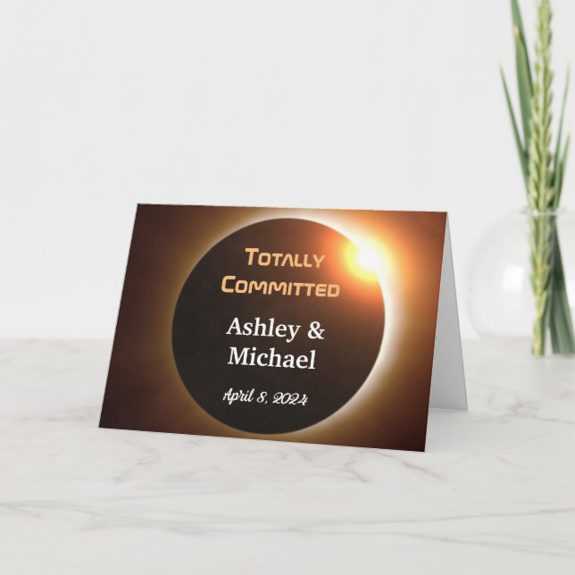 Totally Committed Eclipse Theme Wedding Card (Front)
