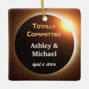 Totally Committed Eclipse Theme Wedding Ceramic Ornament