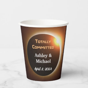 Totally Committed Eclipse Theme Wedding Paper Cups