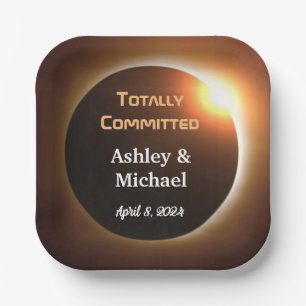 Totally Committed Eclipse Theme Wedding Paper Plate