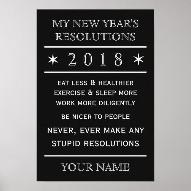 Totally customisable New Year's Resolution poster (Front)